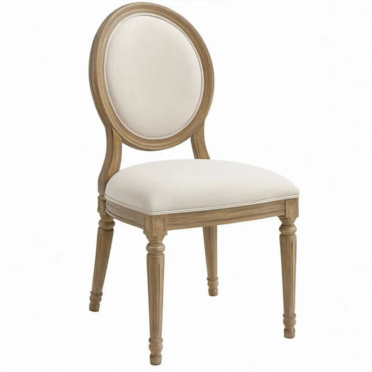 Klassieke stoel met ovale rugleuning 50 x 55 x 98 cm beige en lichtbruin