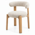 Crèmekleurige bouclé stoel met rubberhouten poten, 57 x 56 x 76 cm