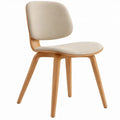 Beige gestoffeerde eetkamerstoel met naturel eikenhouten poten, 50 x 54 x 78 cm