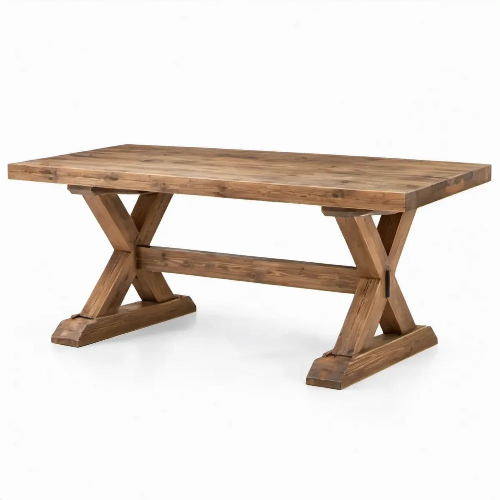 Rechthoekige eettafel van massief grenenhout, bruin, 200 x 100 x 76 cm