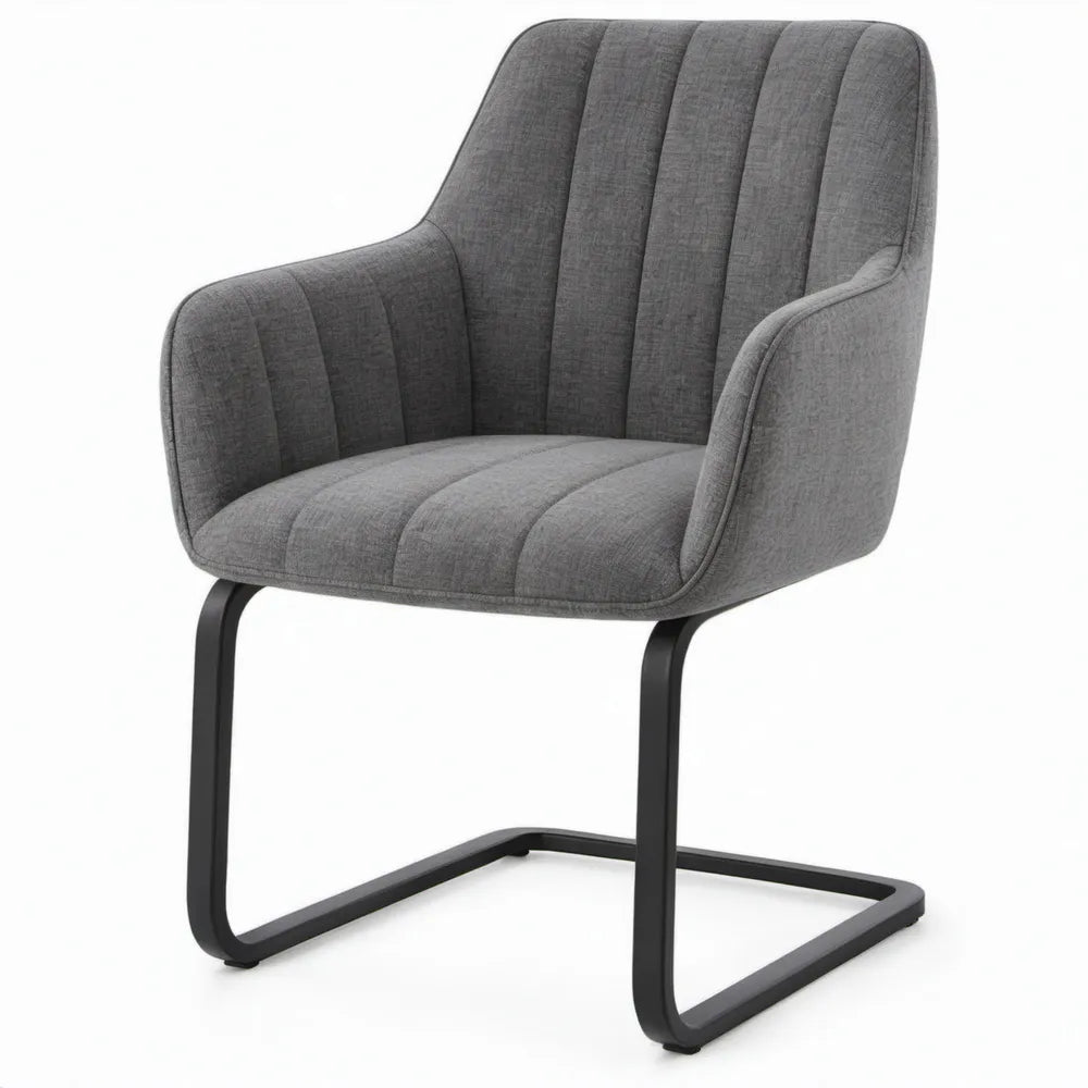 Eetkamerstoel met armleuningen 60 x 65 x 88 cm – Grijs/Zwart
