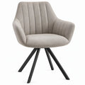 Beige eetkamerstoel met armleuningen en zwart onderstel, 60 x 64 x 86 cm