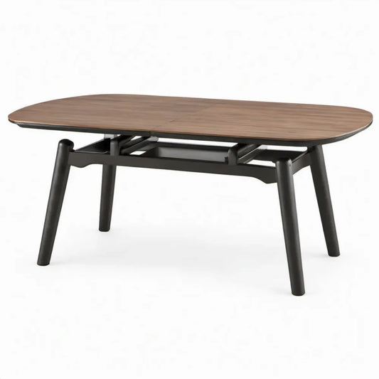 Uitschuifbare ovale eettafel 160-200 x 90 x 75 cm walnootbruin en zwart